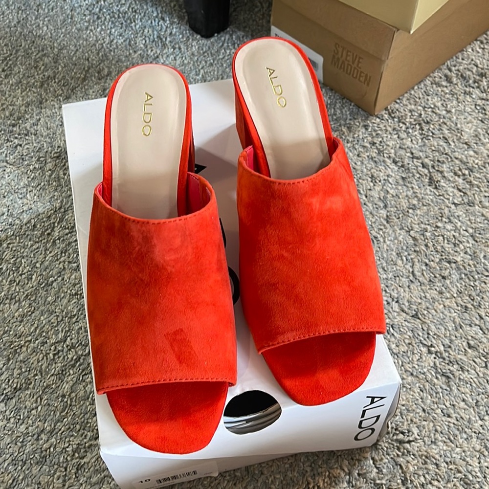 Aldo Orange Block Heel Sandals